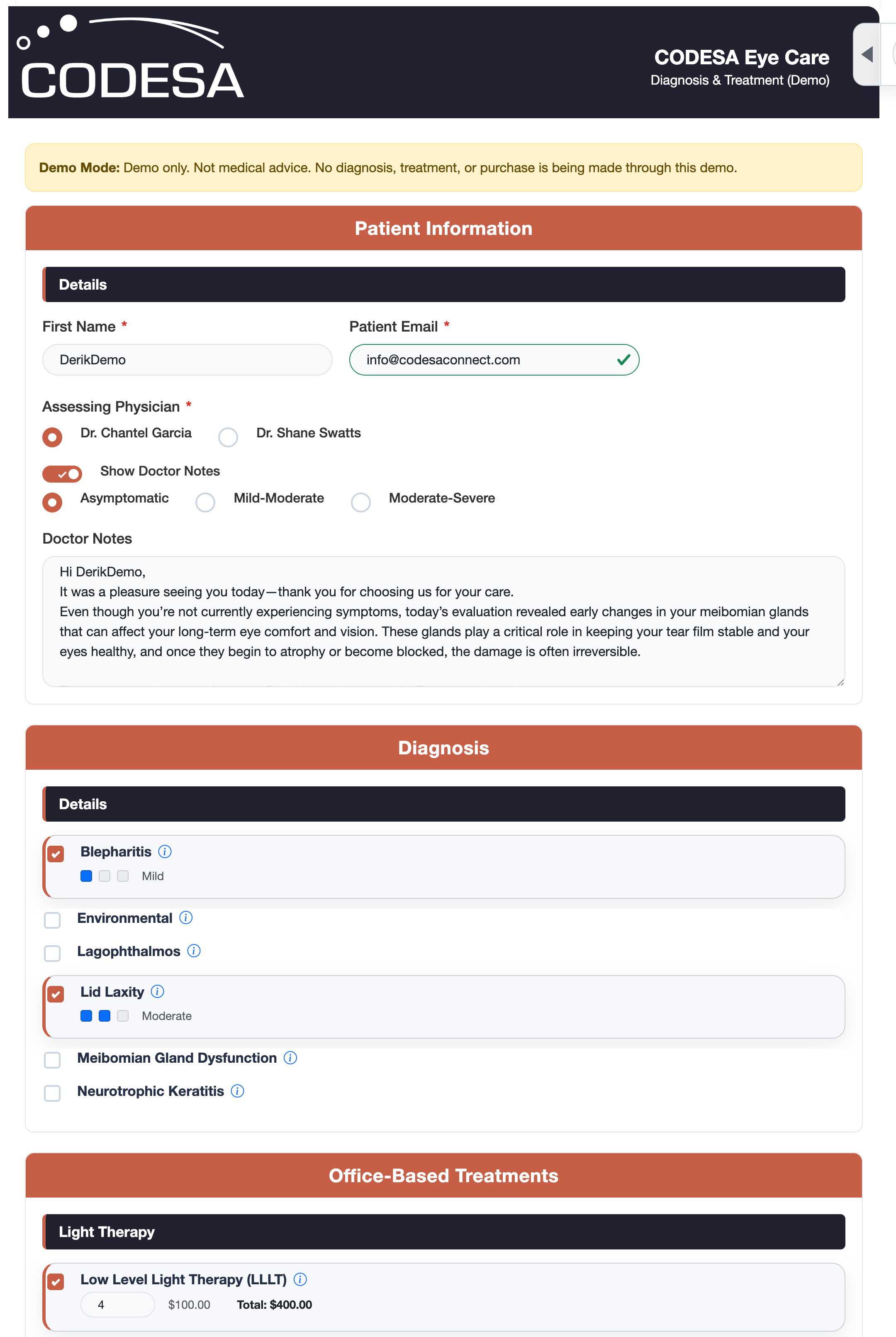 Treatment and diagnosis form